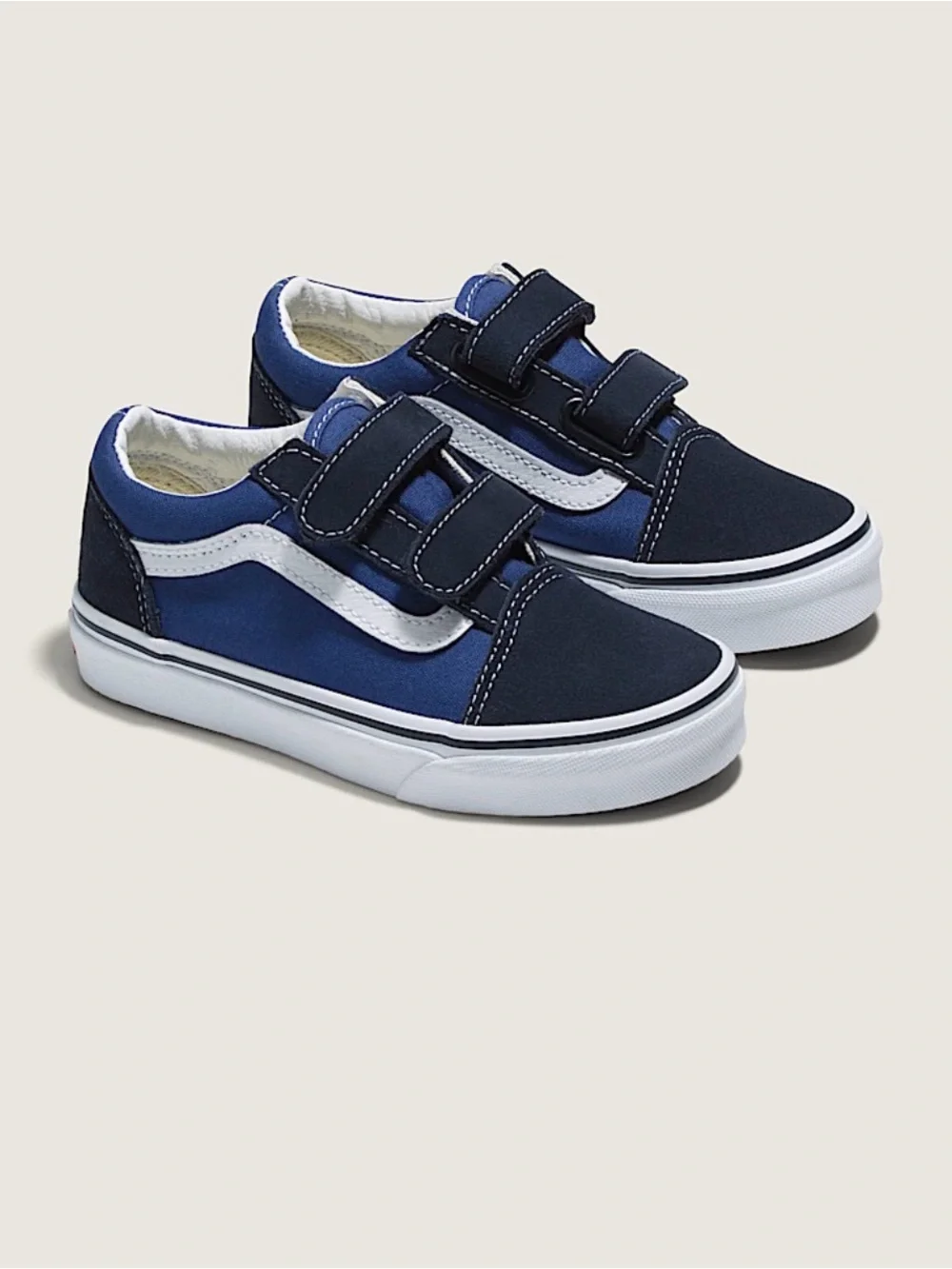 Vans Kids Navy & White Old Skool V Hook-and-Loop Sneakers